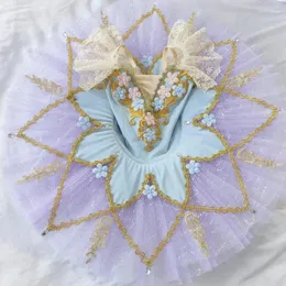 Stage Wear 2024 Tutu di balletto professionale per bambini Ragazze Donne Viola Lago dei cigni Abiti da ballo Vestito da ballerina di pancake per adulti