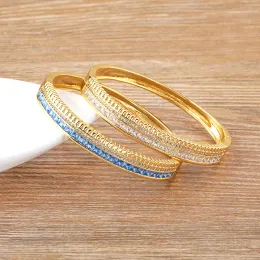 Bangles nidin ışık lüks kübik zirkonya 4 renk açık manşet bilezikler için kadın moda basit moda takı doğum günü hediyeleri