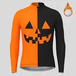 Racing Jackets Halloween Bat Pumpkin Men Winter Thermal Fleece Cycling Jersey Long Sleeve Bicycle MTB Coat Road Bike Sports Clothing