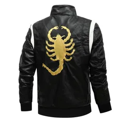Jaqueta de couro masculina para motociclista, jaqueta de couro com bordado de escorpião, moda primavera outono