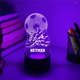 Wall Lamp Personalised Football Soccer Shoes 3D LED Night Light Laser Engraving Player Name RGB For Home Bedroom Decor 7 Colors