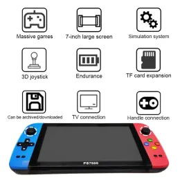 Spelare Ny 7 -tums skärm HD Nostalgic Handheld Game Console 128 bit PS7000 Arcade Game Console Double Player för PS1 Kid's