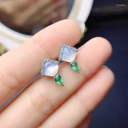 Stud Earrings YULEMSterling Silver Emerald For Office Woman Natural Colombia 925 With Gold Plating