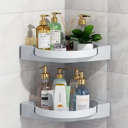 Nuovi scaffali da bagno Mensola da bagno senza trapano Bottiglia di shampoo a parete Doccia Cremagliera angolare Portaoggetti per WC Accessori da cucina per bagno in alluminio