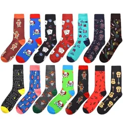 Высококачественные мужские носки Happy, новинка, 14 цветов, носки с изображением клоуна и гитары, мужские носки из чесаного хлопка, Calcetines Largos Hombre, 2 шт., 1 пара6322387