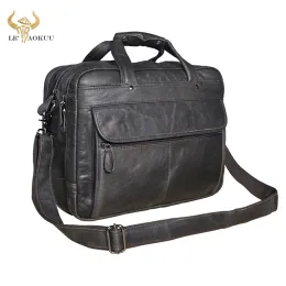 Sırt çantası erkekleri gerçek deri retro gri iş evrak çantası haberci çantası erkek tasarım dizüstü bilgisayar belgesi portföy çantası 7146