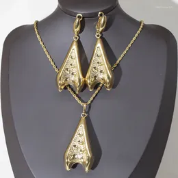 Necklace Earrings Set AiMi Fashion Dubai For Women Long And Pendant With 18 K Golden Plating Geometric Wedding Jewelry