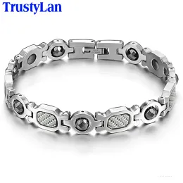 Bracelets Healthy Power Increase Magnetic Therapy Bracelet for Men Stainless Steel Armband Man Bracelets Men's Bracciale Uomo