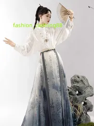 Vestidos casuaisSuxi Pavilion Ming Dynasty Hanfu Womens Melhorado Estilo Chinês Nova Caligrafia Chinesa Cavalo Face Saia Top Conjunto Diário Primavera e Outono