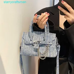 Totes BK Handtasche aus echtem Leder, kleine Design-Tasche für Damen, 2024, neue modische Denim-Umhängetasche, große Kapazität, Pendler-Handtasche, Platin-Tasche mit Logo hb5S