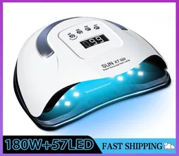 Sun X7 Max 180W Upgrade 57LED UV Poterapia Szybka sucha żel do paznokci Suszarka Profesjonalna lampa manicure 2103203303270