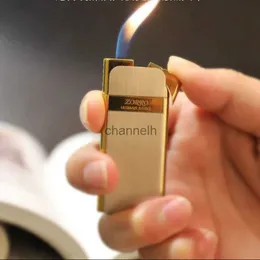 라이터 금속 슬림 한 가벼운 부탄 가스 가벼운 비정상적인 라이터 남성 가제트 흡연 액세서리 남성 선물 선물 lgnition 도구 YQ240222
