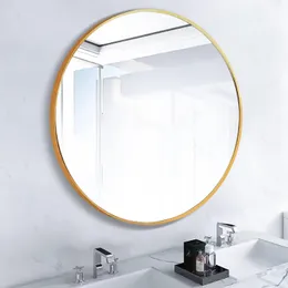 20 Zoll runder Spiegelkreis zur Wandmontage, zum Aufhängen oder an der Wand, Metallrahmen, Schminkspiegel für Eingangsbereich, Schlafzimmer, Badezimmer, Wohnzimmer, Gold