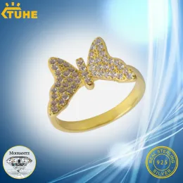 Rings TUHE VVS1 Moissanite Rings For Women Silver 925 Rings Butterfly Women Romantic Jewelry Gifts