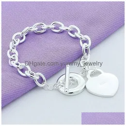 Charm Bracelets 925 Stamped Esigner Bracelets For Women T O Heart Clasp Sterling Sier Girls Lady Charms Jewelry Fashion Link Chain Ba Dheps