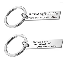 Keychains Custom Drive Safe Daddy Dad I Love You Trucker Husband Keychain Keyring Gift For Father Man Stocking Stuffer Stainless Steel
