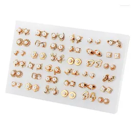 Stud Earrings Wholesale 36Pairs/18pairs Mixed Styles Gold Color Balck White Ctystal Geometric Plastic Set For Women Girl Jewelry