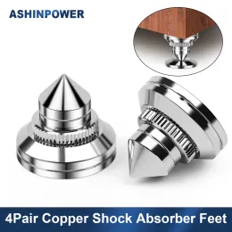 Speakers 4Pcs Ashinpower Copper Shock Absorber Feet HIFI Stand Feet Speaker Spike Antivibration Foot Nail Pad Audio DAC Amplifier CD