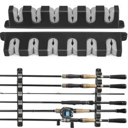 Tools Thkfish 2 Pcs Fishing Rod Holder Stand Kit 6 Holes Black Abs Plastic Wearresistant Durable Horizontal Wallmounted Pole Rack