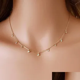 Kolye Kolyeler Rhinestone Takı Dairesi Kısa Kolye Moda Modaya Düzenli El Yapımı Bağlantı Zinciri Suç Hediyesi Kadınlar için Gold Sier Dhcwx