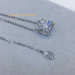 925 argento 2 ct taglio eccellente D moissanite pendenti collane passaggio diamante test rotondo VVS1 collana di moissanite gioielli dichiarazione