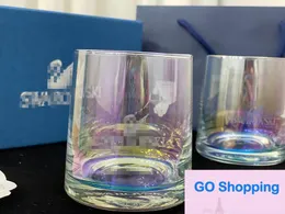 Top Simple Fashion Whiskey Couple Cups Trapezoidal Natural round Design Wine Glass Two Gift Boxes