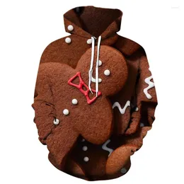 Men's Hoodies Christmas Gifts Santa Claus Graphic Hooded Swaetshirt For Men 3D Print Gingerbread Man Xmas Holiday Funny Kids Pullovers