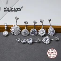 خواتم Hellolook sterling Sier Dier Diercing Zircon Belly Butly Button Ring for Women Sier Belly Percing Jewelry المجوهرات