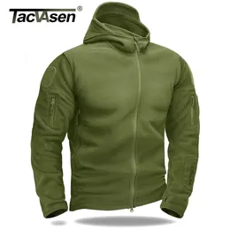 Tacvasen Warm Fleece Tactical Jacket Mens Army Jackets Windbreaker Outdoor Work Jacket vandring huva päls blixtlåsficka utkläder 240220