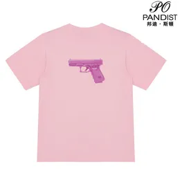 Pandist Korean China-Chic Evil Funny Pink Pistol Par Loose Short Sleeve Harajuku Hip Hop Skateboarding Tee Shirt