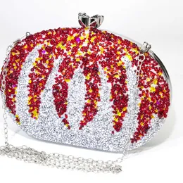 2023 New Pumpkin Inlaid 다이아몬드 다채로운 디너 가방 여자 드레스 작은 손 가방 저녁 가방 240222 240222