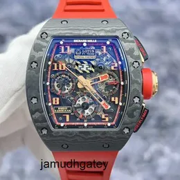 RM 시계 남성 손목 시계 Moissanite Wristwatch Richardemille RM011 Lotus F1 팀 연꽃 NTPT 탄소 섬유 자동 기계적 남성 감시