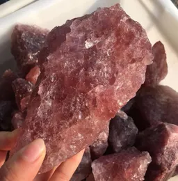 Натуральный драгоценный камень, клубничный кристалл кварца, необработанный минеральный образец клубники, целое7214990