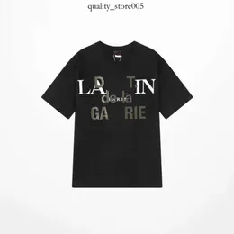 Lanvin designer de luxo clássico lanvin t camisa peito carta impressa dos homens e das mulheres topo verão respirável high street 930