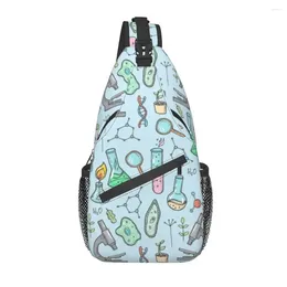 Mochila casual biologia e química crossbody sling homens estudos de ciências naturais bolsa de ombro para camping ciclismo