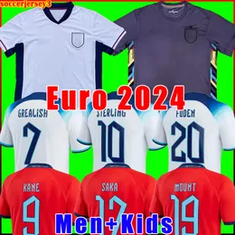 قمصان كين ستيرلنج كرة القدم 2022 2024 2025 راشفورد إنجلاندز سانشو غريليش جبل بيلينجهام 22 24 25 قميص كرة قدم الوطني لرجال الأطفال يضعون زيًا يورو كأس