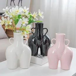 Vases Nordic Woman Body Ceramic Vase Home Decoration Accessories Living Room Dining Table Flower Arrangement Dried Crafts