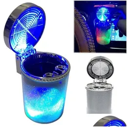 Ashtrays Colorf Car Ashtray With Led Lights Creative Glare Aar Supplies Drop Delivery Home Garden Household Sundries Smoking Accessori Dhd5N