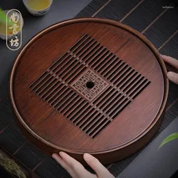 Tea Trays |Bamboo Round Tray Household Drain Set Small Table Modern Minimalist Solid Wood Pitcher Bamboo