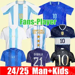 Brand new 2024 2025 Argentina Soccer Jerseys Fans Player Version MESSIS MAC ALLISTER DYBALA DI MARIA MARTINEZ DE PAUL MARADONA Men and women Football Shirt Children