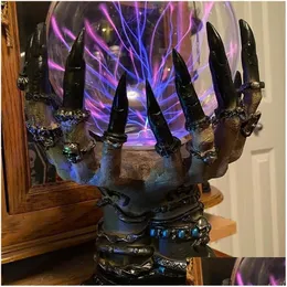 Dekorativa föremål Figurer Creative Glowing Halloween Crystal Deluxe Magic Skl Finger Plasma Ball Spooky Home Decor 220614 Drop Dhalm