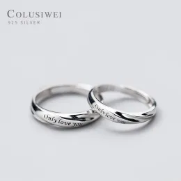 Rings Colusiwei 925 Sterling Silver Romantic Open Adjustable Finger Rings for Couple Lover Engraved Only Love You Engagement Jewelry