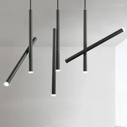 Lustres Nordic Tubo Longo Moderno Luminária de Alumínio para Sala de estar Quarto Mesa de Jantar Decorativa Faixa Pingente Lâmpada