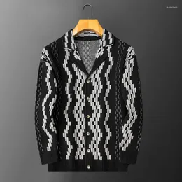 Erkek Sweaters Kore moda hırka kazak yüksek kaliteli sonbahar kontrast dikiş erkekler Sueter hombre los hombres Abrigos
