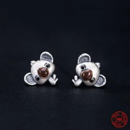 Ohrringe Mkendn Vintage 925 Sterling Silber kreativ Mini Koala Stud Ohrring Trendy Girl Frauen Fein Schmuck Student Geschenke