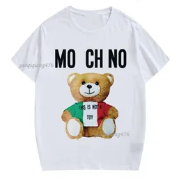 Designer Womens T-shirt Verão Marcas Italianas Tees Cartoon Bear Stamp Solto Algodão Redondo Pescoço Lazer Casal Roupas Mens Womens Gaoqiqiang456