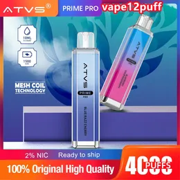 ATV 4000puff vape crystal pen puff4ke 담배 10ml 메쉬 코일 4kpuff 1500mah 일회용 전자 담배 스틱, 10 맛 13000puff 16000puff 18000puff