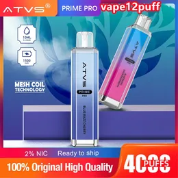 ATVS 4000PUFF VAPE Crystal Pen Puff4ke papieros 10 ml Cewka siatki 4KPUFF 1500 mAh Dostęp elektroniczny papieros, 10 smaków 13000Puff 16000puff 18000puff