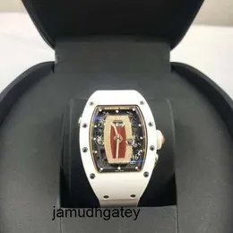 Rm relógio de pulso masculino relógio de pulso moissanite richardemille relógio feminino série rm037 branco cerâmica lábio vermelho relógio feminino luxo