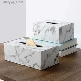 Tissue Boxes Napkins Ever Perfect Modern Marble Rectangle Faux Leather Tissue Box Napkin Toilet Paper Holder Case Dispenser Home Decoration Q240222